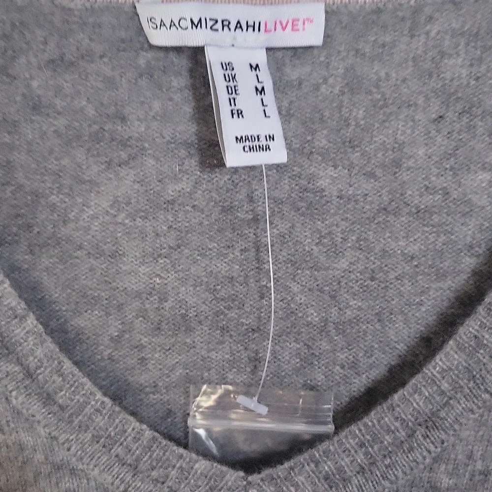 New Isaac Mizrahi Live 2-Ply 100% Cashmere Ruffle Peplum Sweater  - Picture 2 of 8